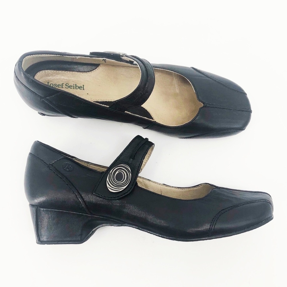 Josef Seibel Black Leather Mary Jane 9